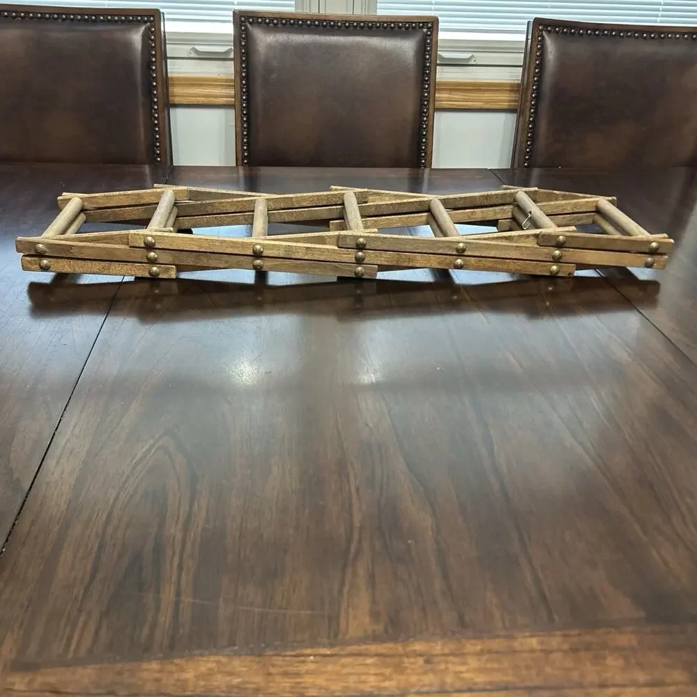 Vintage Wooden Expandable Wine Rack Folding Countertop Bottle Holder Mid Century
